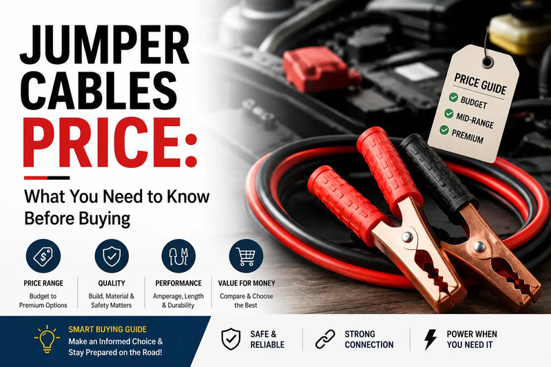 Jumper cables price guide with heavy-duty battery clamps and car battery for buying the right automotive jumper cables.