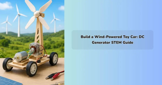 Kids building a wind-powered toy car with a DC generator as part of a hands-on STEM learning activity using renewable energy concepts || IEM Robotics ||