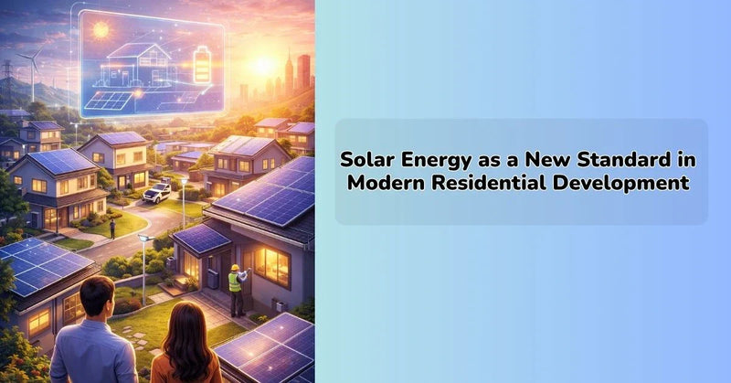 Solar energy system installed on modern residential building rooftop