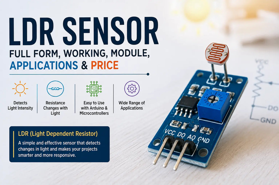 LDR sensor module for Arduino and robotics projects with light-dependent resistor for detecting light intensity
