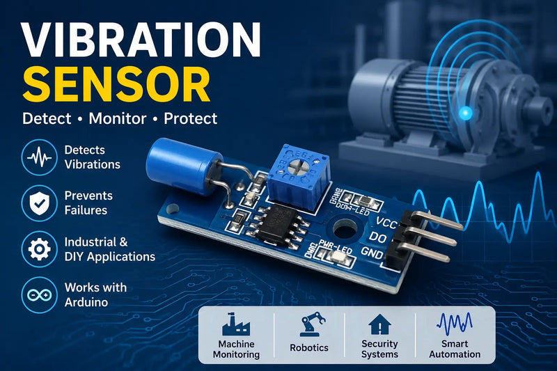 Vibration sensor module for detecting vibrations in Arduino, robotics, IoT, electronics, and automation projects