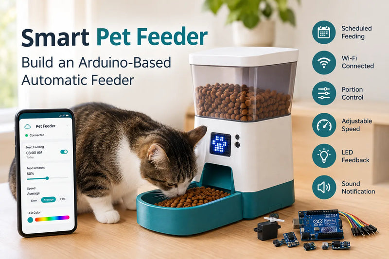 Arduino-based smart pet feeder with automatic food dispensing system for scheduled pet feeding