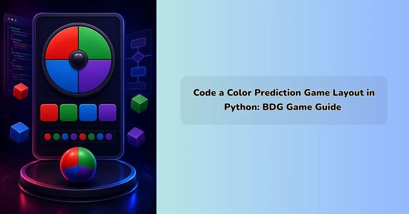 Code a Color Prediction Game layout in Python showing colorful game interface, buttons, score section, and Python coding environment for beginners || IEM Robotics ||