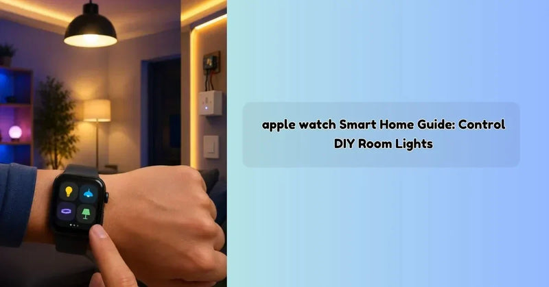Apple Watch controlling smart DIY room lights through a home automation app interface