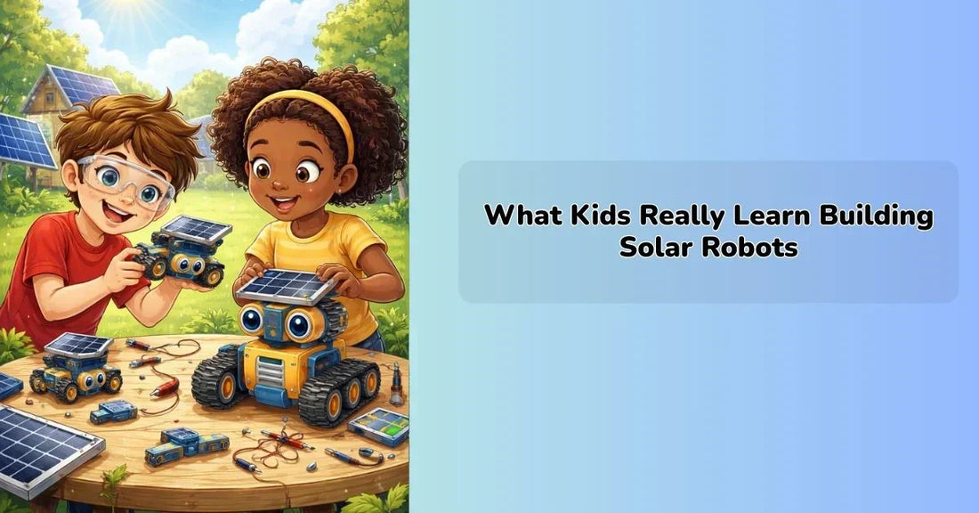 Children assembling a solar robot to explore robotics and solar energy || IEM Robotics ||