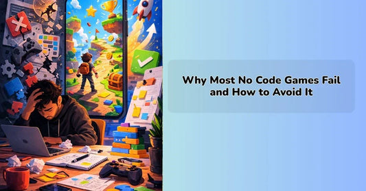 code games development concept showing no code game creation tools