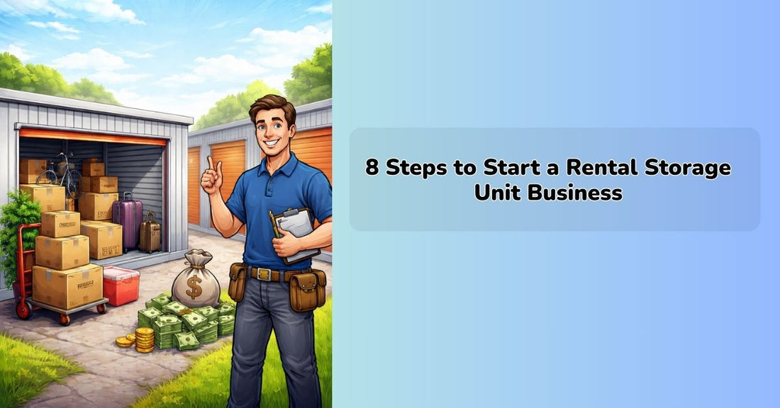 rental storage unit business facility with multiple storage units for customers