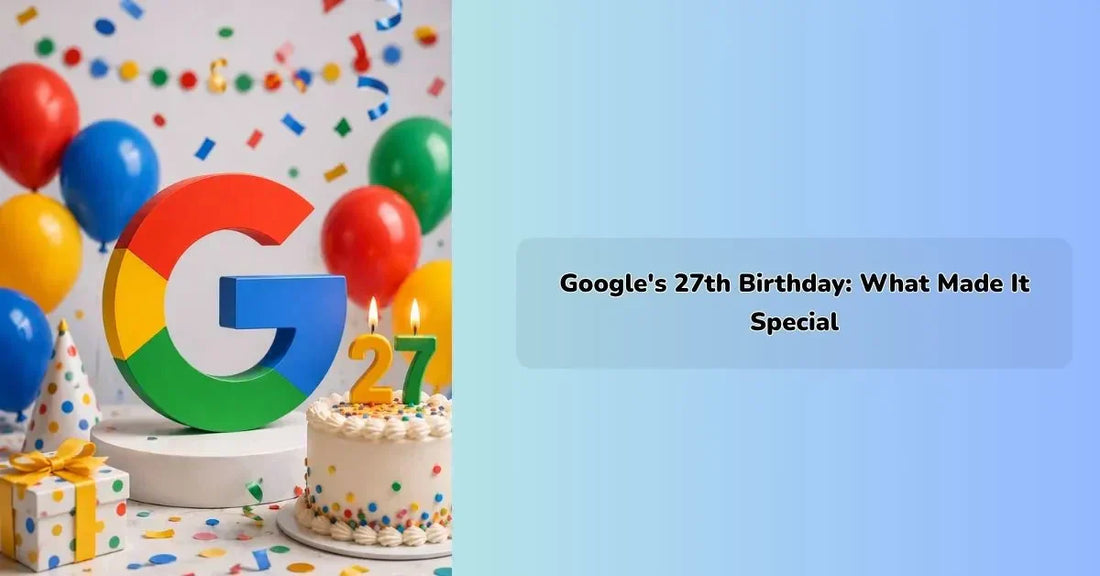 google's 27th birthday celebration with special doodle and anniversary graphics