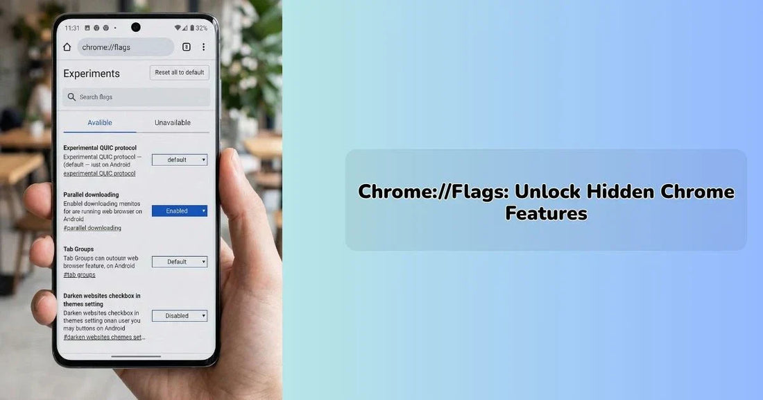 chrome://flags experimental settings page showing hidden chrome features || IEM Robotics ||