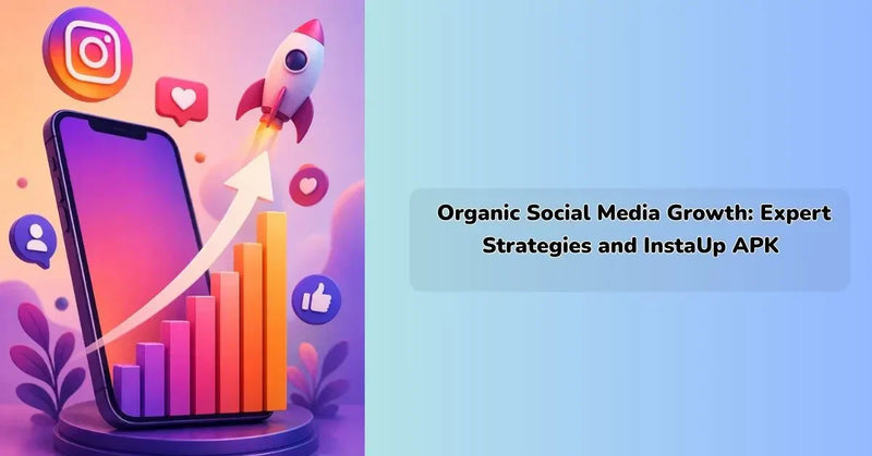Instaup app interface showing Instagram growth tool with follower boost system