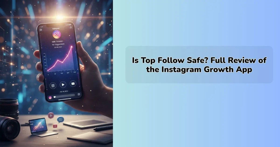 Top Follow app review showing Instagram follower growth tool safety check || IEM Robotics ||