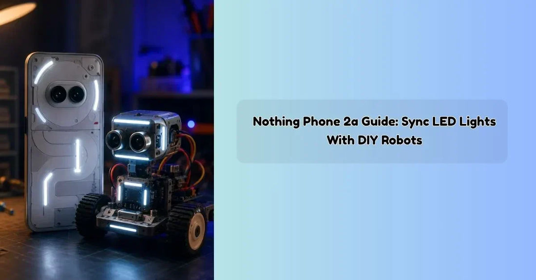 Nothing Phone 2a connected to a DIY robot using synchronized LED light effects
