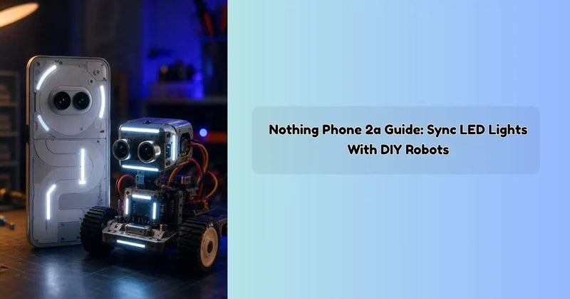 Nothing Phone 2a connected to a DIY robot using synchronized LED light effects