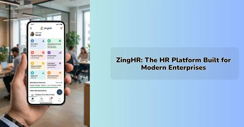 zinghr hr platform dashboard showing employee management tools || IEM Robotics ||
