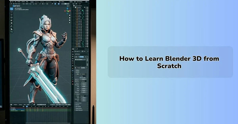 Blender 3D interface showing beginner modeling workspace and tools