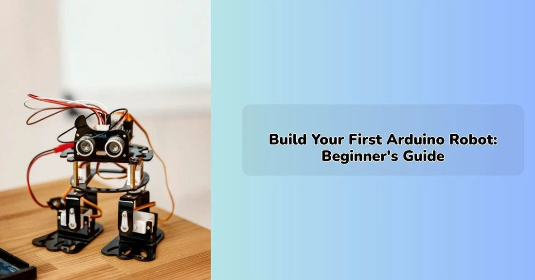 Arduino robot built using beginner robotics kit with motors and sensors