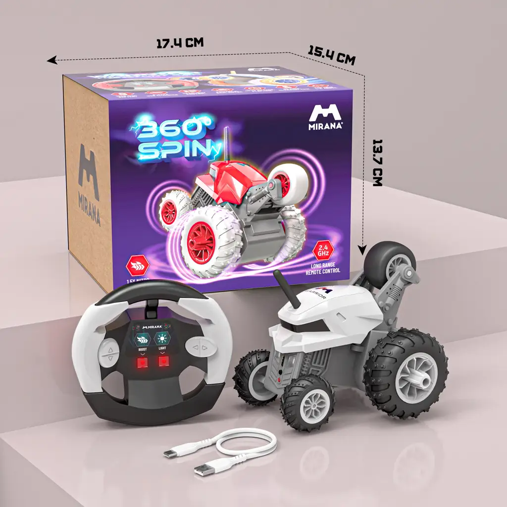 Warrior Remote Control Stunt Car - 360° Spin RC Car for Kids