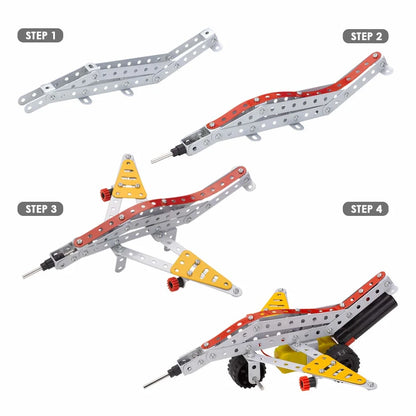 Step-by-step assembly of a mechanical model
